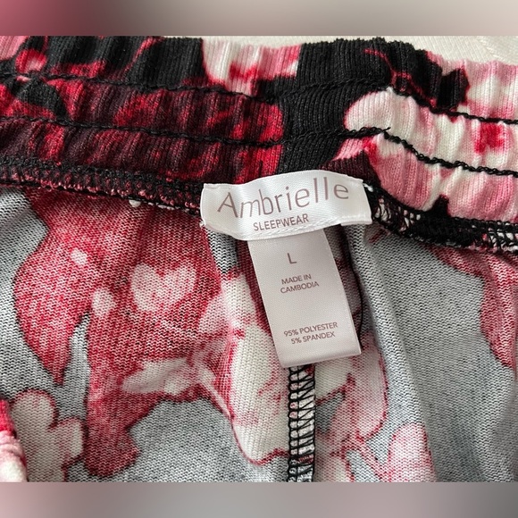 EUC Ambrielle Women’s Sleepwear Set Long Sleeve V-Neck & Floral Pants; Size L - Picture 11 of 12